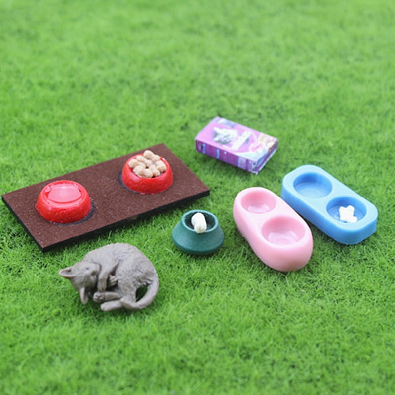 Dollhouse miniature scene model doll house accessories mini cat dog food basinLE 