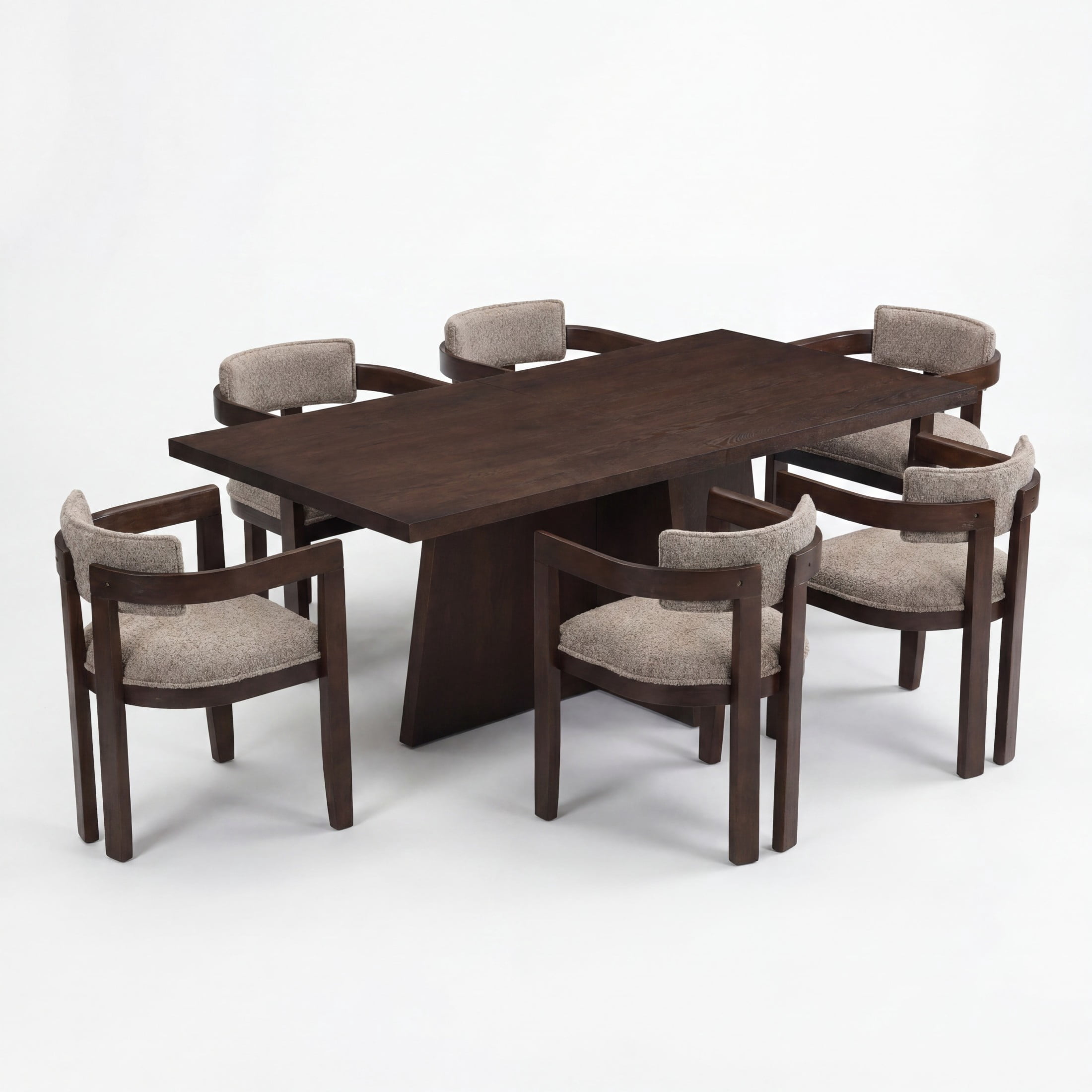 Christopher Knight Home 7-Piece Modern Dining Set, 84" Table with Light Brown Upholstered Chairs, Espresso