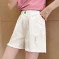 thumbnail image 6 of Cheytotty Children'S Solid Color Adjustable Waist With Pleats And Pocket Casual Sporty Denim Shorts Jeans For Kids White 14-15Years, 6 of 9