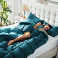 thumbnail image 6 of Yalamila Twin Size Comforter Set 2-Piece All-Season Down Alternative Reversible Comforter Set.Teal,200GSM Cooling Quilted Duvet Insert,95 GSM Soft Cover Bed in a Bag, 6 of 9