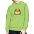 thumbnail image 5 of Xoenoiee Cosy Hooded Sweater for Fall Winter Cartoon Frog Green Print Boys Girls Pullover Hoodies Long Sleeve Top with Kangaroo Pocket for Kids Walk Workout Travel, S, 5 of 7
