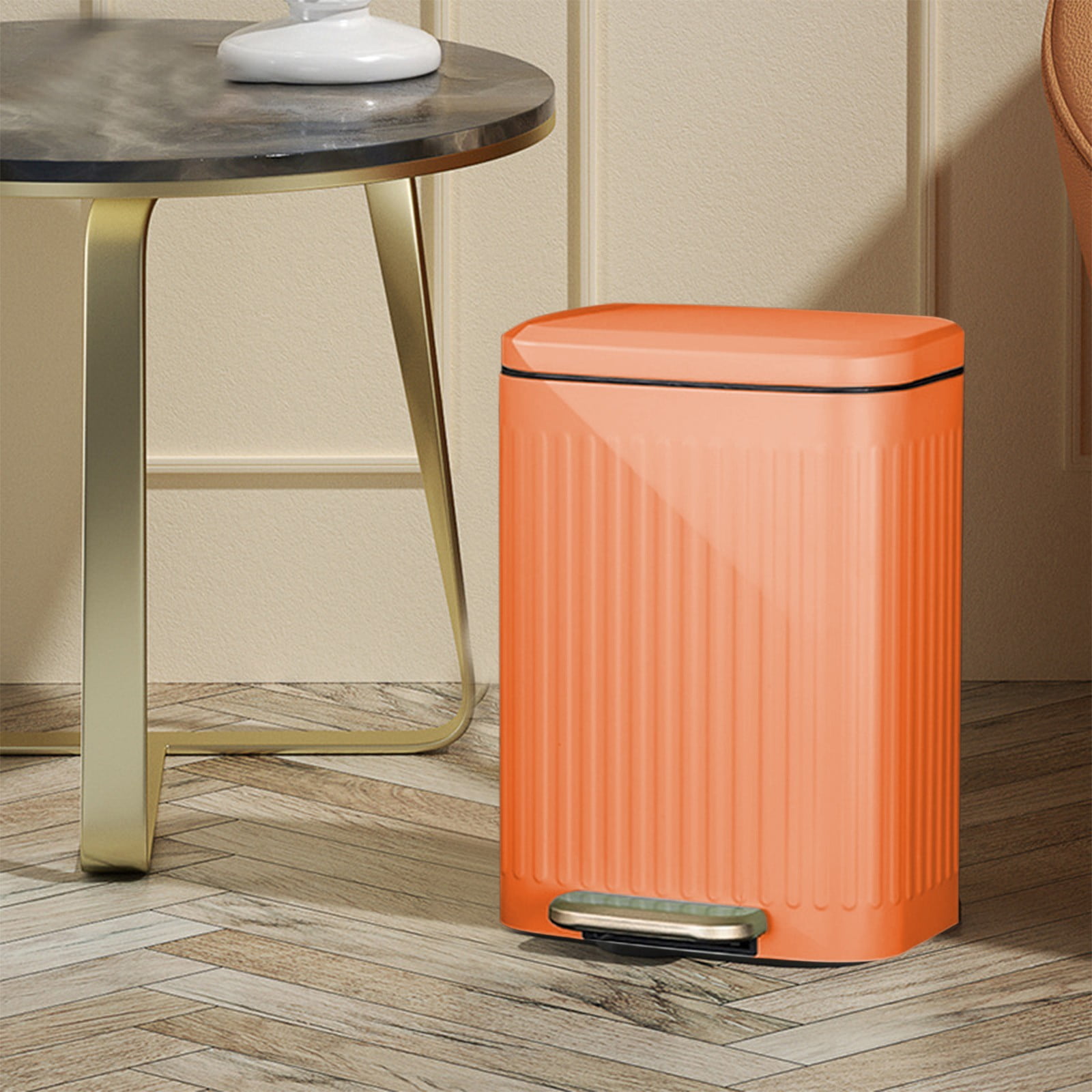 Kitchen Trash Can, Stainless Steel Step-On Garbage Can with Lid, Tall Kitchen & Bathroom Trash Can, Small Office Waste Bin - Xuniizn