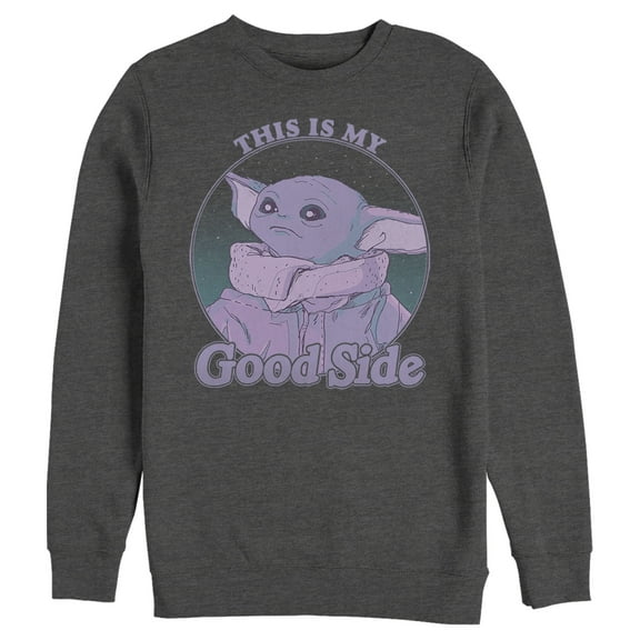 Men's Star Wars: The Mandalorian The Child Good Side  Sweatshirt Charcoal Heather 2X Large