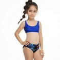 thumbnail image 2 of Bullpiano Teen Girls Swimsuits Two-Pieces Bathing Suits Solid Crop Top And Floral Bottoms Quick Dry Swimwear Kids Sunsuit Tankini Suit 6-14T, 2 of 6