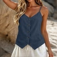 thumbnail image 3 of cocolona Womens Summer Camisole Linen Tank Tops V Neck Sleeveless Button Shirts Trendy Casual Adjustable Strap Solid Color Blouses, 3 of 6