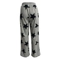 thumbnail image 4 of Qiylii Women Casual Straight Trousers Stars Print Drawstring Elastic Waist Long Pants Baggy Sweatpants Streetwear, 4 of 5