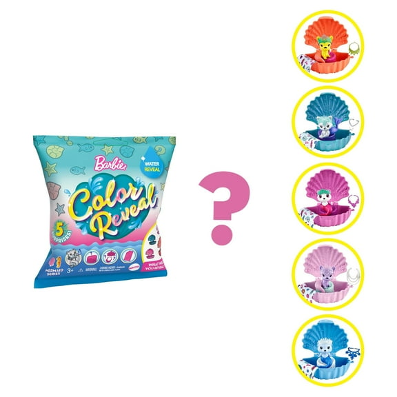 Barbie Color Reveal Pet Set In Shell-Shaped Case with 5 Surprises