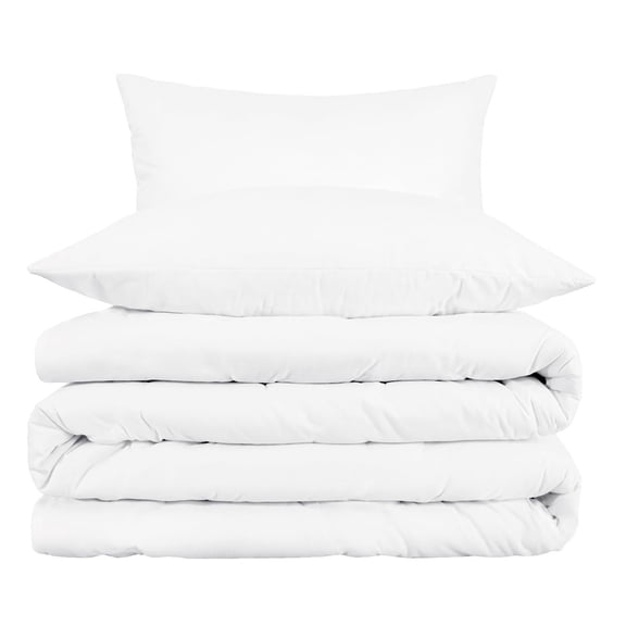 HomeRoots 528113 White Queen Size Cotton Blend 1000 Thread Count Washable Duvet Cover Set