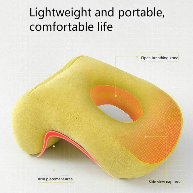 Portable Travel Noon Nap Neck Pillow Office Home Desk Soft Cushion with  Hole, Memory Foam Travel Pillow for Airplanes, Car, Camping, Office,  School