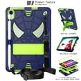 thumbnail image 2 of ELEHOLD Kids Case for iPad Mini 6th Generation 2021, Heavy Duty Rugged Cover with Foldable Kickstand  Crossbody Shoulder Strap Pencil Holder Shockproof Case For iPad Mini 6,Blue+Chartreuse, 2 of 6