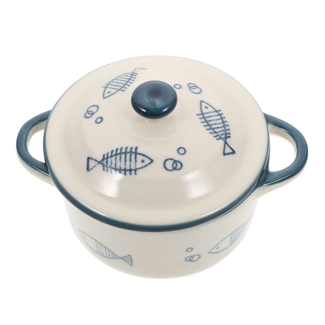 Ceramic Steam Bowl Complementary Food Bowl Dessert Serving Bowl with Lid