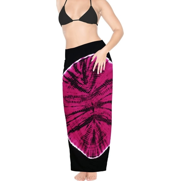 HAPPY BAY Women's Beach Wrap Bikini Swimwear Swim Cover up Summer Wraps Swimsuit Beachwear Sarong Coverups Skirts for Women One Size Tie Dye, Black