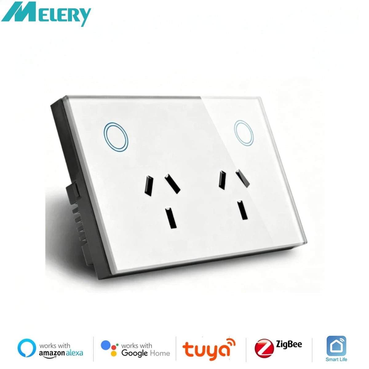 Melery Smart AU Wall Outlet Zigbee Power Monitoring Touch Sensor Switch Wireless Remote Works with Smart Assistants