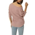 thumbnail image 3 of MODA NOVA Juniors V Neck Waffle Knit Long Sleeve Slim Fit Casual Tops, 3 of 6