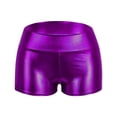 thumbnail image 4 of ZToonmas Women's Metallic Shiny Booty Shorts High Waist Festival Party Dance Hot Pants Stretchy Solid Color Shorts, 4 of 6