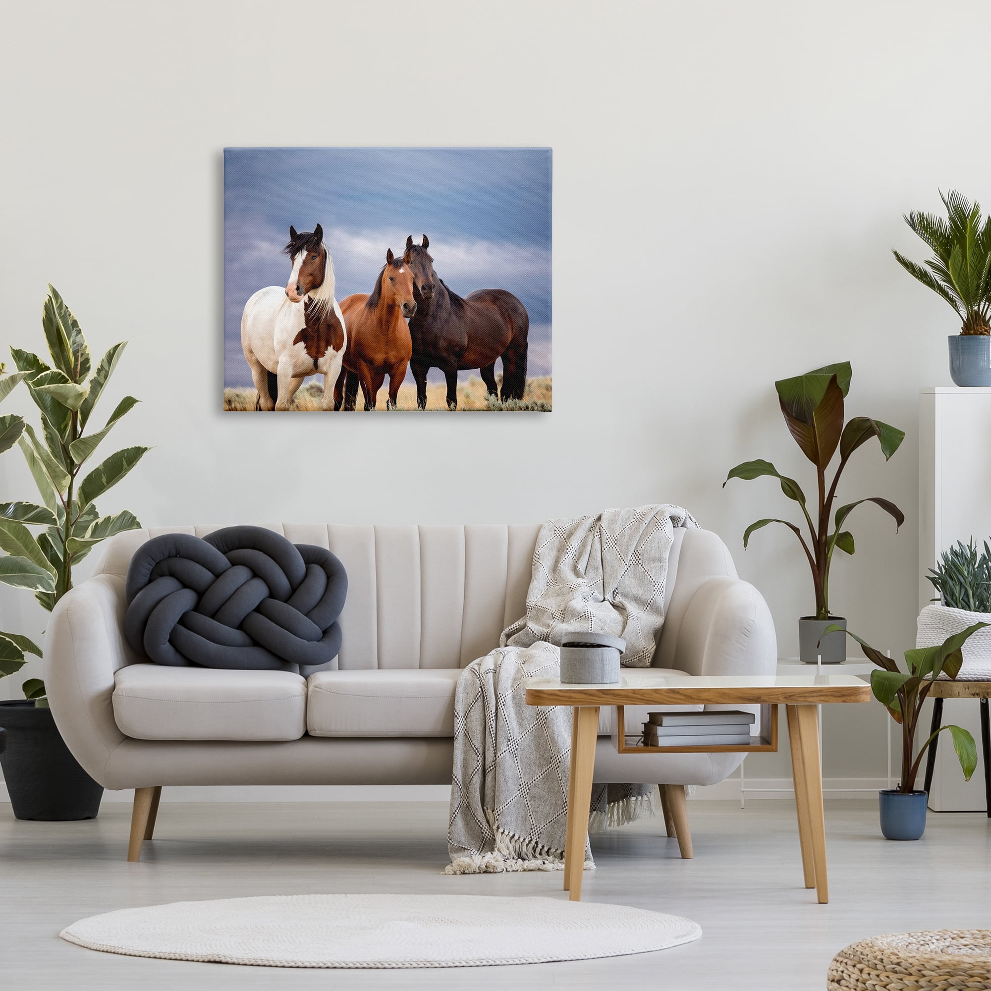 Stupell Industries Horse Trio Under Clouds Animals & Insects Photography Gallery Wrapped Canvas Art Print Wall Art, 40 x 30