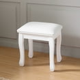 thumbnail image 4 of Vanity Stool, Makeup Bench Dressing Stool With Solid Wood Legs, Non-slip Mat, PU Leather Surface Weight Capacity Up To 264 Pounds Chair For Bedroom, Living Room, 4 of 9