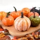 thumbnail image 3 of Accesorios para cosecha de calabazas, 141 piezas Simulación de acción de gracias Calabaza Bellota Artificial Calabaza falsa Hoja de arce Construcción robusta, 3 of 8
