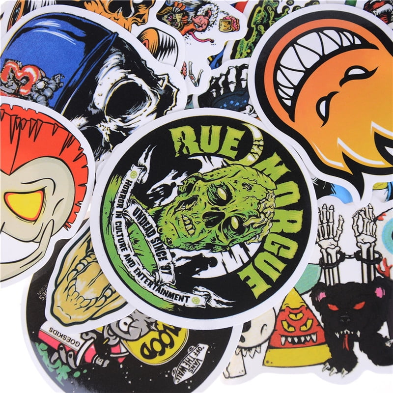 50pcs Mixed Skull Laptap Stickers For Fridge Skateboard Home Decor Doodle ToHZT 