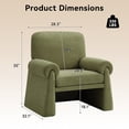 thumbnail image 2 of Set of 2 Oversized Green Accent Chairs, Comfy Single Armchairs with Thick Cushions & Armrests, Modern Upholstered Living Room & Bedroom Chairs, 2 of 7