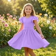 thumbnail image 6 of Ruyang Toddler Girls Solid Dresses Ruffle Fly Sleeve Crewneck A-line Tank Dresses Summer Casual Beach Vacation Midi Dresses, 6 of 8