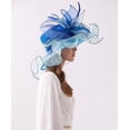 thumbnail image 6 of Women Derby Church Hat Organza Flower Wedding Tea Party Fascinator Hat Wide Brim Sun Hat, 6 of 6