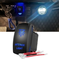 Interior Light Rocker Switch Blue LED Light Bar 5Pin Laser On Off LED Light 20A 12V 10A 24V Switch Jumper Wires Set for Jeep Boat Trucks