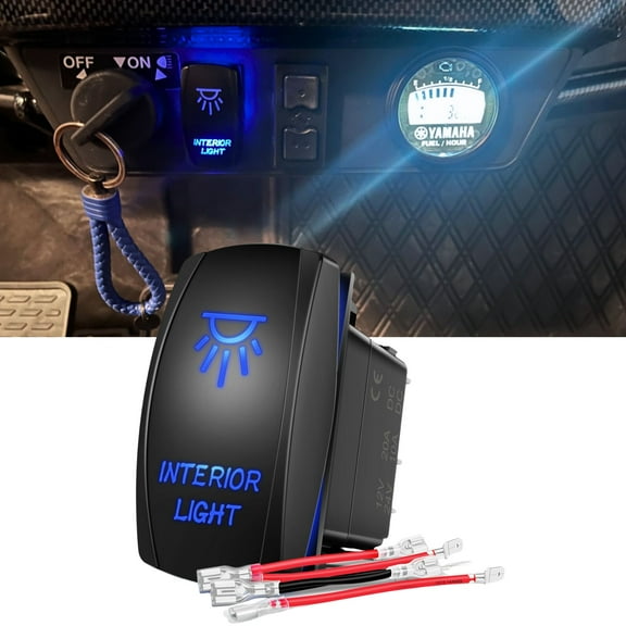 Interior Light Rocker Switch Blue LED Light Bar 5Pin Laser On Off LED Light 20A 12V 10A 24V Switch Jumper Wires Set for Jeep Boat Trucks