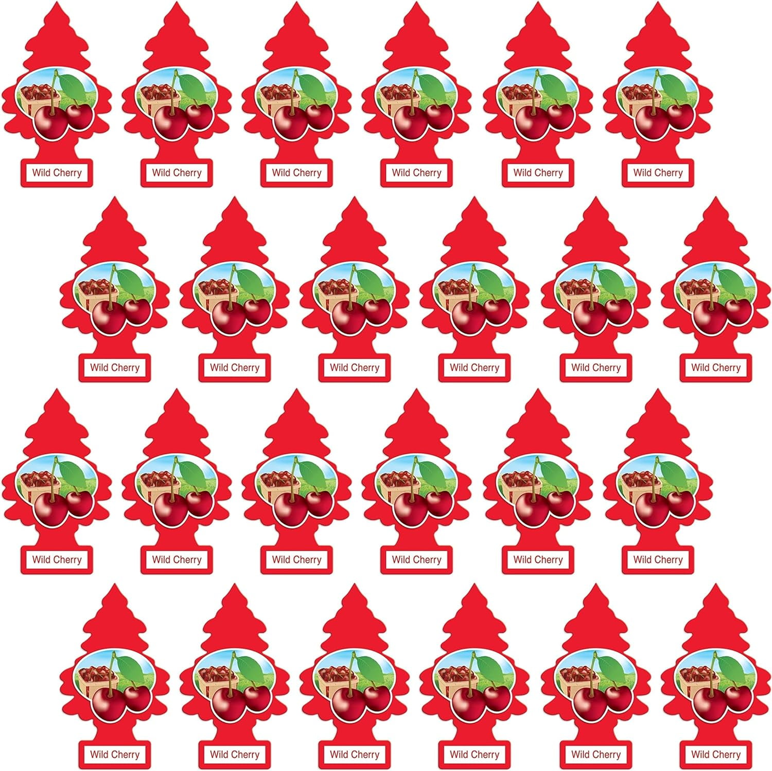 LITTLE TREES Car Air Freshener | Hanging Paper Tree for Home or Car | Wild Cherry | 24 Pack