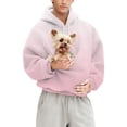 thumbnail image 7 of NMMUED Hoodie with Dog Pouch Winter Hoodie Pet Hoodie Womens Long Sleeve Tops Pet Pouch Sweatshirt Plain Hoodies for Women Cat Pocket Hoodie Pink L, 7 of 7