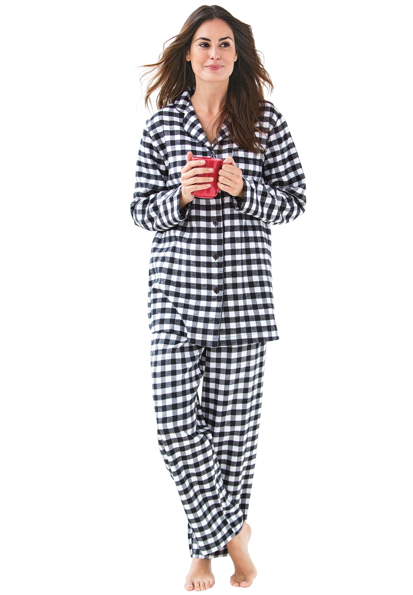 Dreams & Co. Women's Plus Size Classic Flannel Pajama Set Pajamas ...