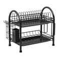 thumbnail image 1 of Estante de secado de platos para mostrador de cocina resistente con soporte de utensilios Organizador de drenador de platos Ratch de 2 niveles para, 1 of 9