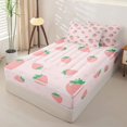 thumbnail image 2 of Erosebridal 3D Cartoon Fruit Zipper Queen Comforter Set with Fitted Sheet and 2 Pillowcases,Pink Sweet Strawberry Zipper Bedding Set For Girls,Pink Reversible,4 Pieces, 2 of 7