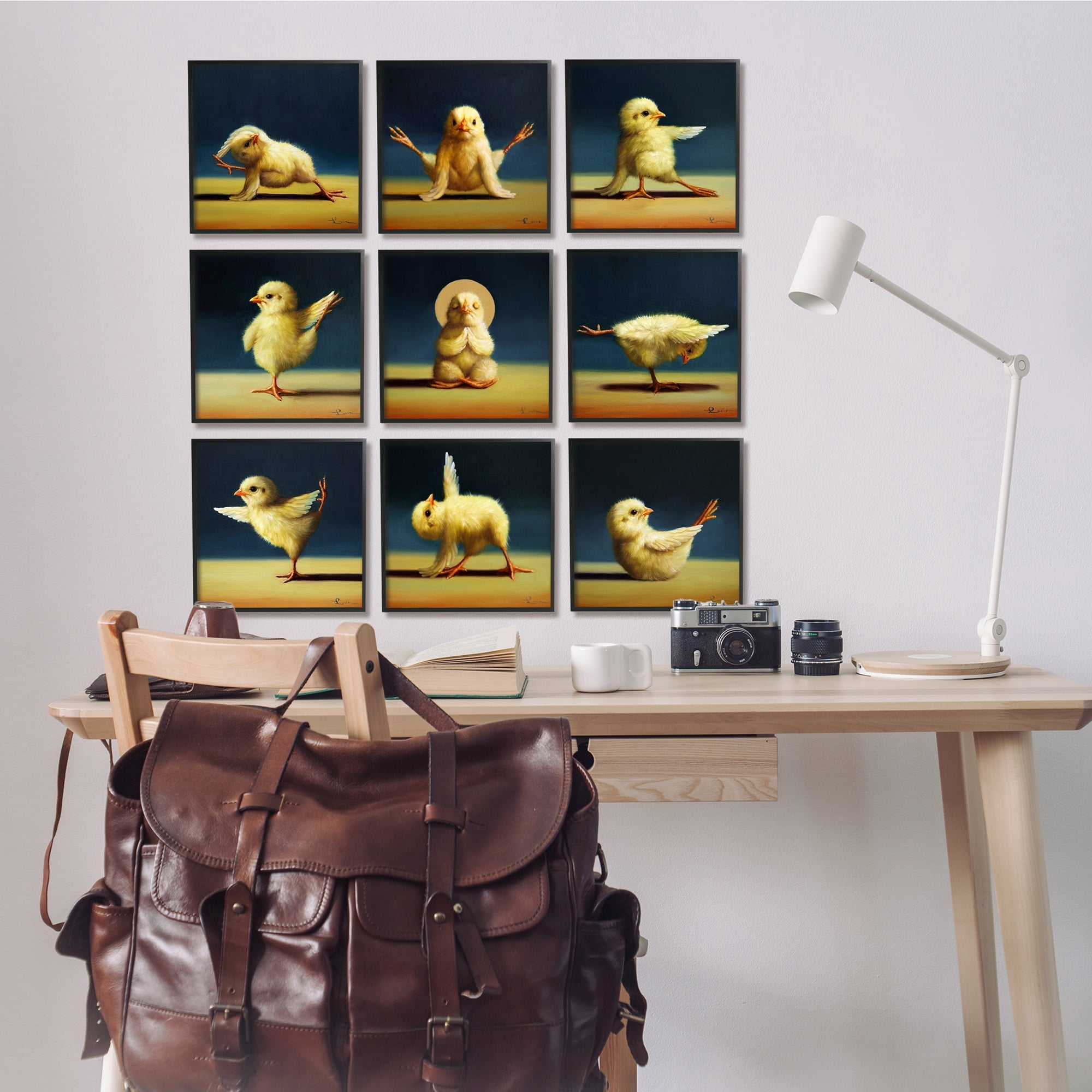 Stupell Industries Yoga Chicks Funny Farm Animals Tranquil Stretching Birds,12 x 12,Design by Lucia Heffernan