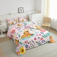 thumbnail image 3 of Capybara Full Comforter Set ,Cartoon Animal Bedding ,Lovely Flower Moon Floral Comforter Sets,Groovy Style AlterPink Bed Sets 3pcs,Lightweight, 3 of 6