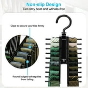 Tie Rack Hanger, EEEkit Tie Rack Holder with 20 Hooks Non-Slip Clips, 360 Degree Swivel, Space Saving Plastic Tie Organizer