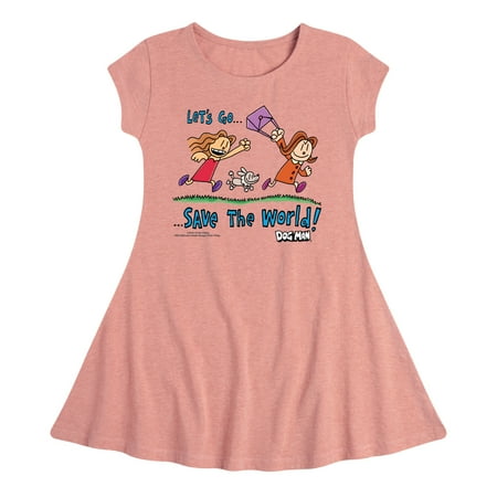 

Dog Man - Let s Go Save The World - Toddler And Youth Girls Fit And Flare Dress