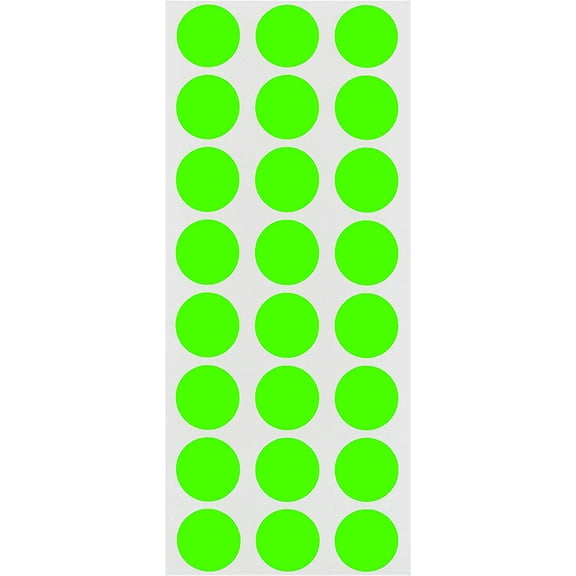 0.50 Inch Round Label Removable Color Code Dot Stickers, 1200 Pack, Green