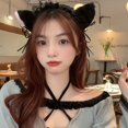 thumbnail image 2 of Diadema de gato con luz, diadema de encaje con orejas, disfraz de Cosplay para fiesta, disfraz de Halloween (negro), 1 unidad, 2 of 5