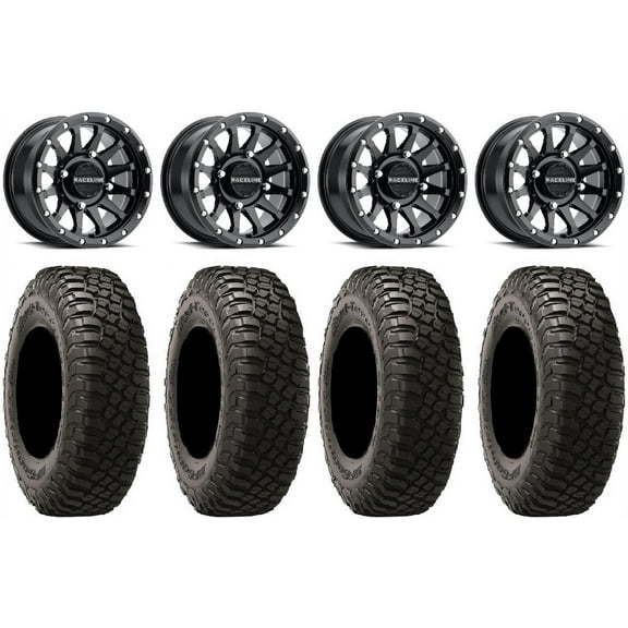 Raceline Trophy 14" Black Wheels 28" BFG KM3 Tires Sportsman 550 850 1000