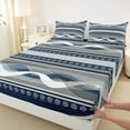 thumbnail image 4 of Feelyou Abstract Lines Blue Twin Sheet Sets for Men, Modern Art Striped Twin Fitted Sheet, Chic Contemporary Aesthetic Flat Sheet, Breathable Home Decor, 3 Pieces, 4 of 8