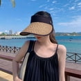 thumbnail image 6 of Women's Sun Visor Hats Wide Brim Straw Beach Hat Ponytail Hats for Women Foldable Floppy, 6 of 7