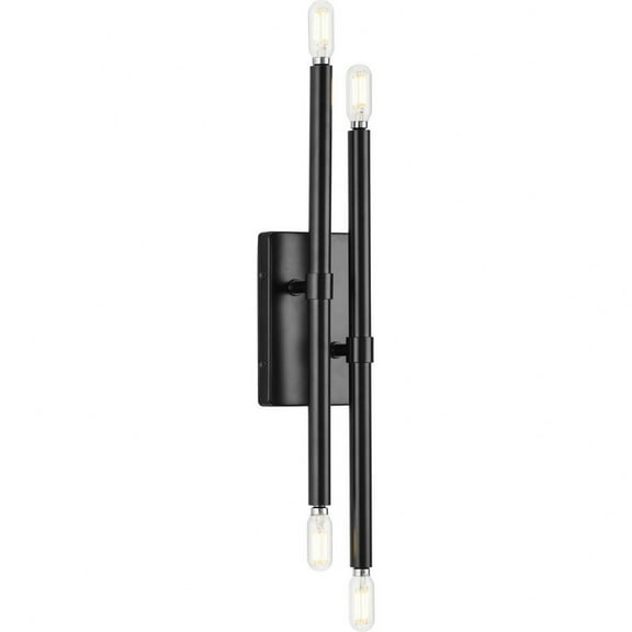 Progress Lighting Arya Collection 4-Light Wall Bracket in Matte Black Steel with Brushed Gold Finish
