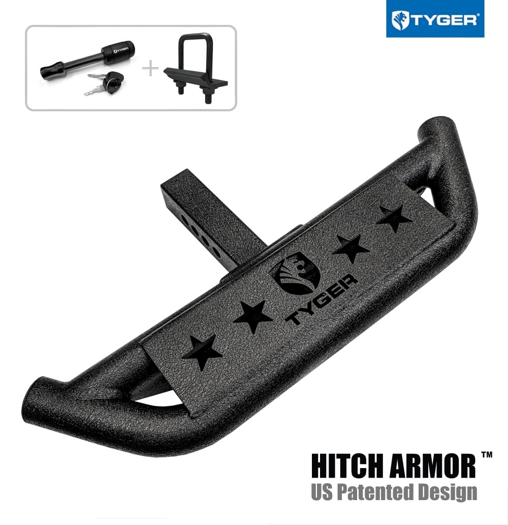 Tyger Auto TG-HS8U81238 Hitch Armor Compatible with Vehicles With 2' Hitch Receiver | Textured Black | Hitch Step | Rear Bumper Guard Protector | With Pin Lock and Stabilizer