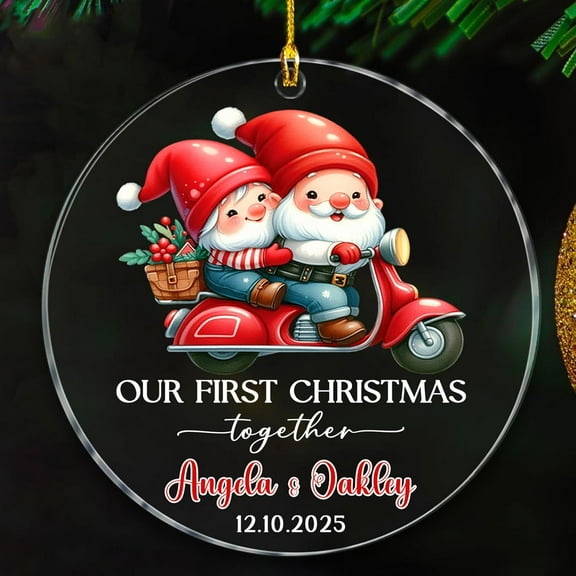 Our First Christmas Together Ornaments 2025, Date Names Mr & Mrs Gnome Together Ornament Gift, 1st Xmas Together Ornaments, Couple Gnome Together Ornament Gift for Anniversary