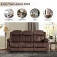 thumbnail image 4 of Bonzy Home 3-Piece Living Room Furniture Set, Manual Recliner Chair, Loveseat and 3 Seater Recliner Sofa Set Chocolate, 4 of 9