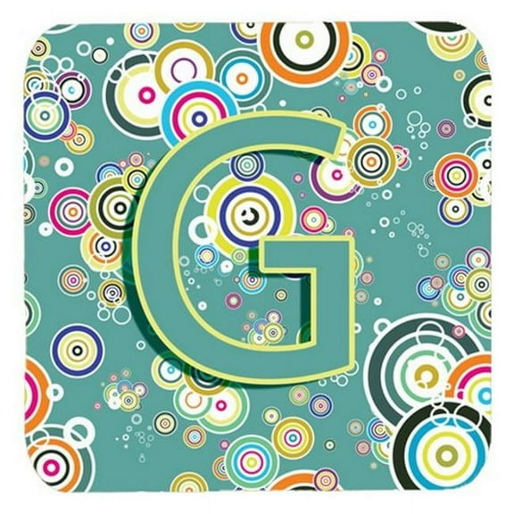 Carolines Treasures CJ2015-GFC Letter G Circle Circle Teal Initial Alphabet Foam Coasters- Set Of 4