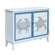 Block Island Whitewash 2 Door Crab and Turtle Cabinet