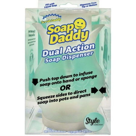Scrub Daddy Refillable Dish Washing Liquid Dispenser Soap Daddy  Clear and BPA Free Plastic  Dual Action Pump and Squeeze  13.25 fl. oz.  1 Count