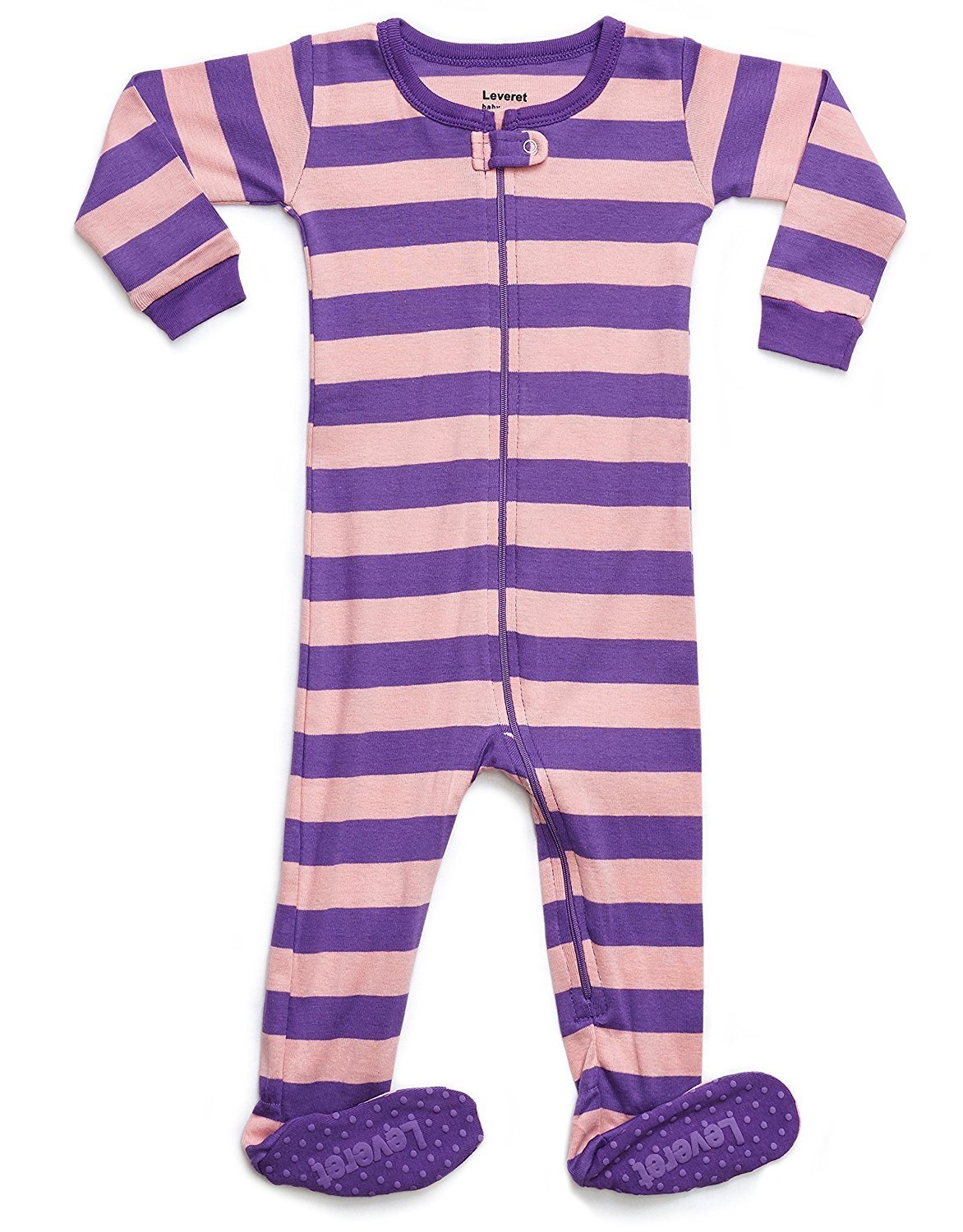 Leveret Leveret Organic Cotton Purple/Pink Footed Pajama Sleeper 12
